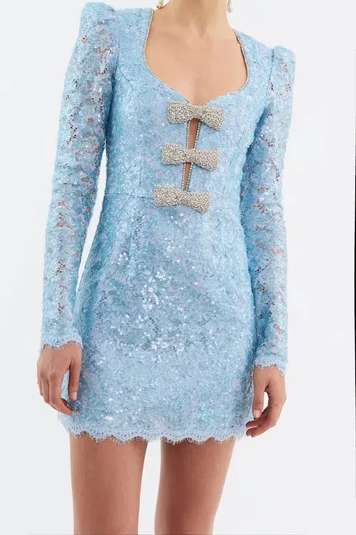 Rebecca Vallance Leyla Long Sleeve Mini Dress Blue Size AU 12 photo 5