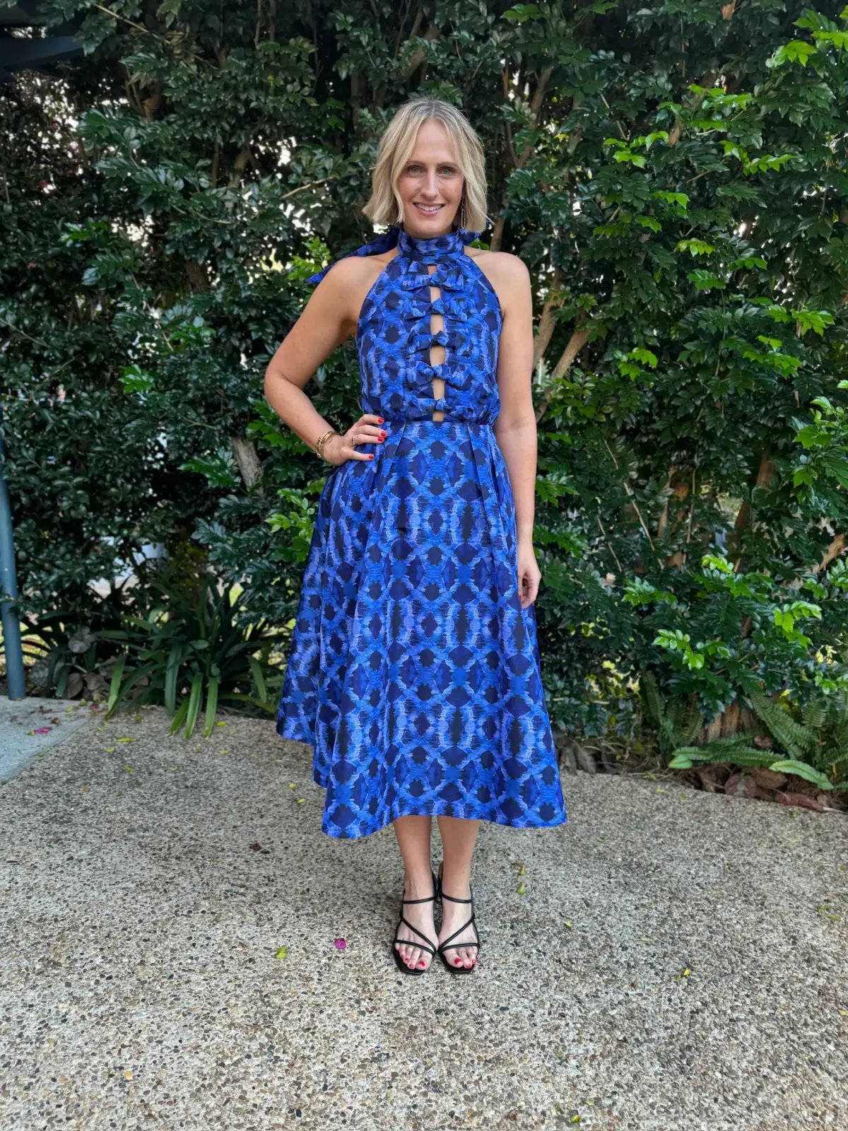 Rebecca Vallance Shiloh Halter Midi Dress  Blue Size 12 photo 4