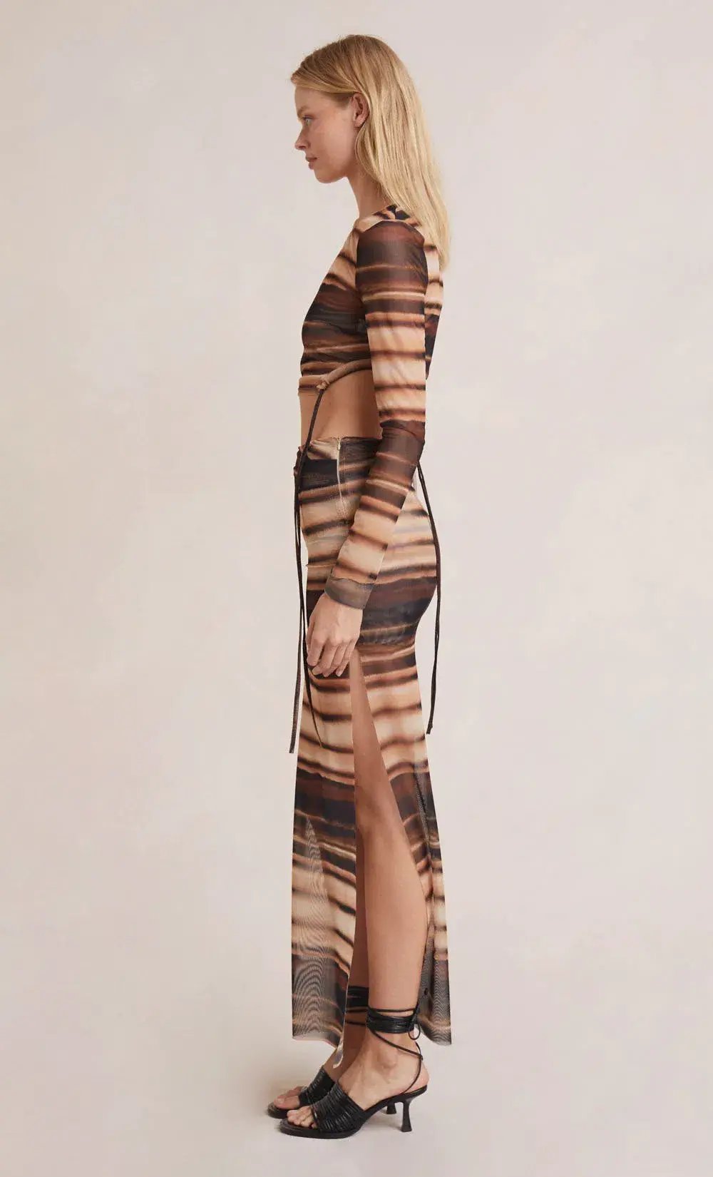 Bec and Bridge Watercolour Long Sleeve Crop Top and Maxi Skirt Set Print Size 8 photo 2