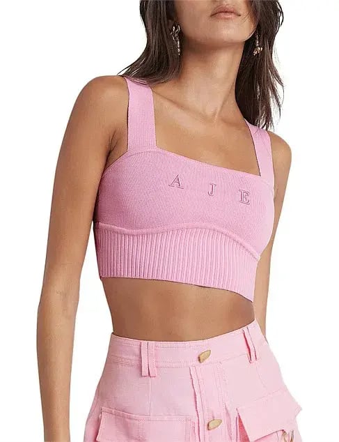Aje Livadi Lucia Knit Logo Top Pink Size L / Au 12 photo 2