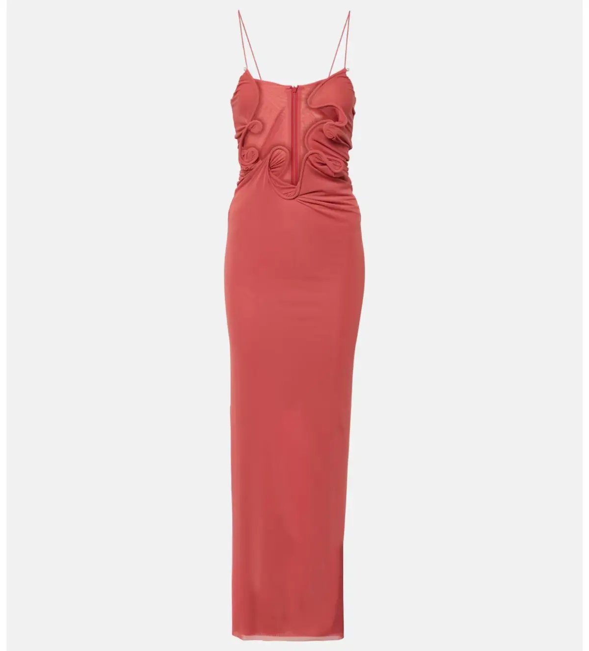 Christopher Esber Molded Venus Cutout Mesh Maxi Dress in Cayenne/Rose Size AU 6 photo 7