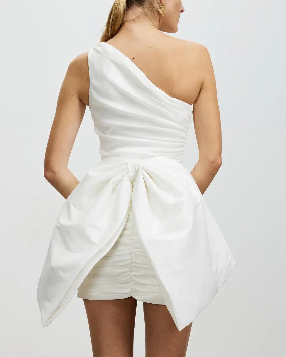 Rachel Gilbert Macro One Shoulder Mini Dress White Size 2 / AU 10 photo 3