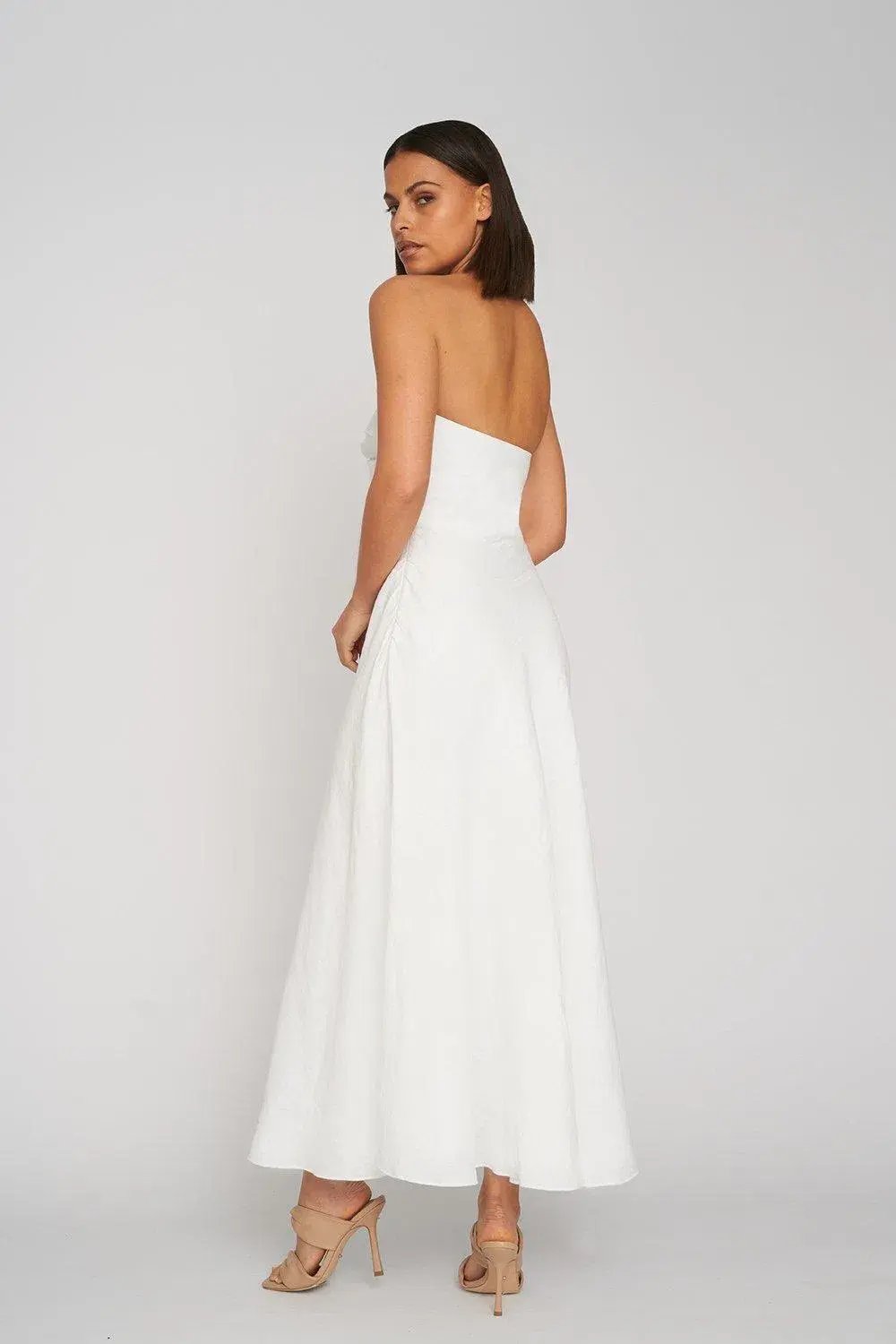 Penelope Strapless Midi Dress White photo 3