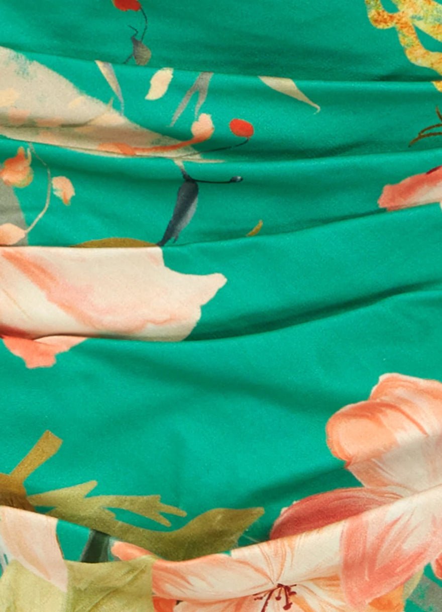 Leo Lin Brenda Puffy Sleeve Mini Dress - Opulent Print In Verdant photo 2