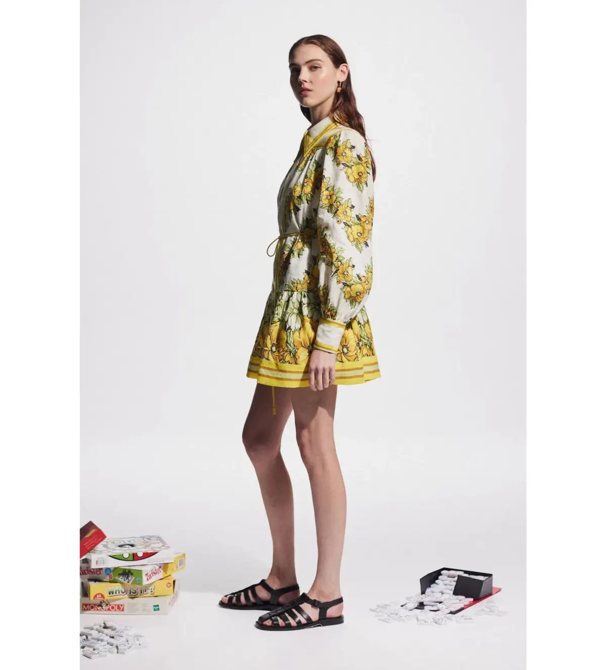 Alemais Gisela Mini Dress Yellow Floral Size AU 16 photo 4