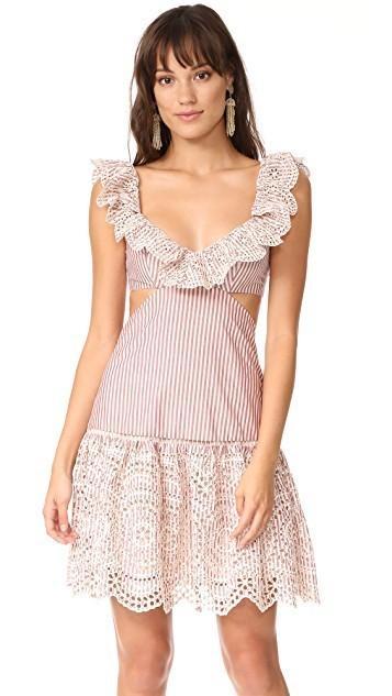 Zimmermann Meridian Stripe Frill Dress Red Stripe Size 6 photo 3