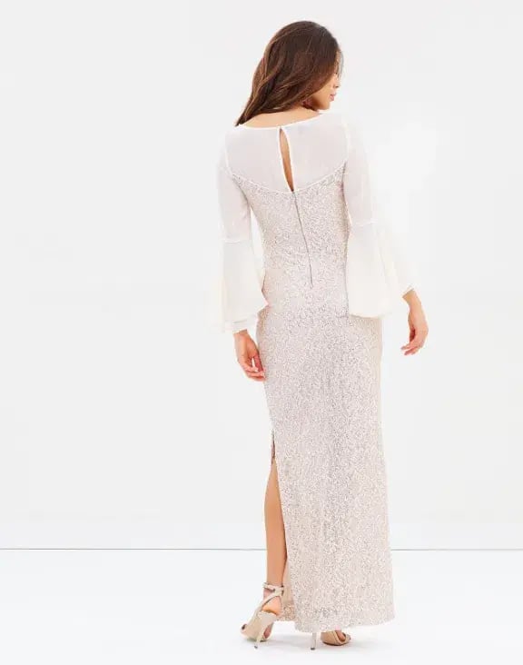 Montique Amelia Bell Sleeve Gown White Size AU 8 photo 3