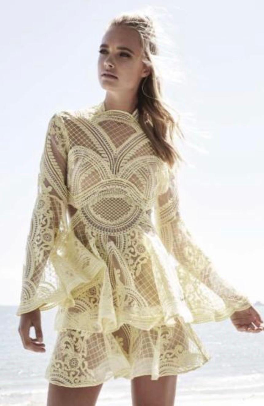 Thurley Chameleon Coachella Mini Dress Yellow Size 12 photo 3