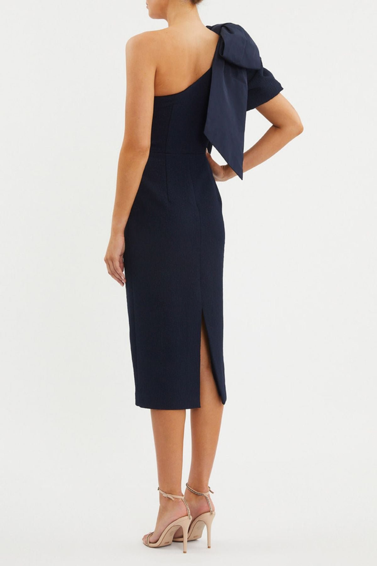 Bon Ami Puff Sleeve Midi in Navy Blue photo 2