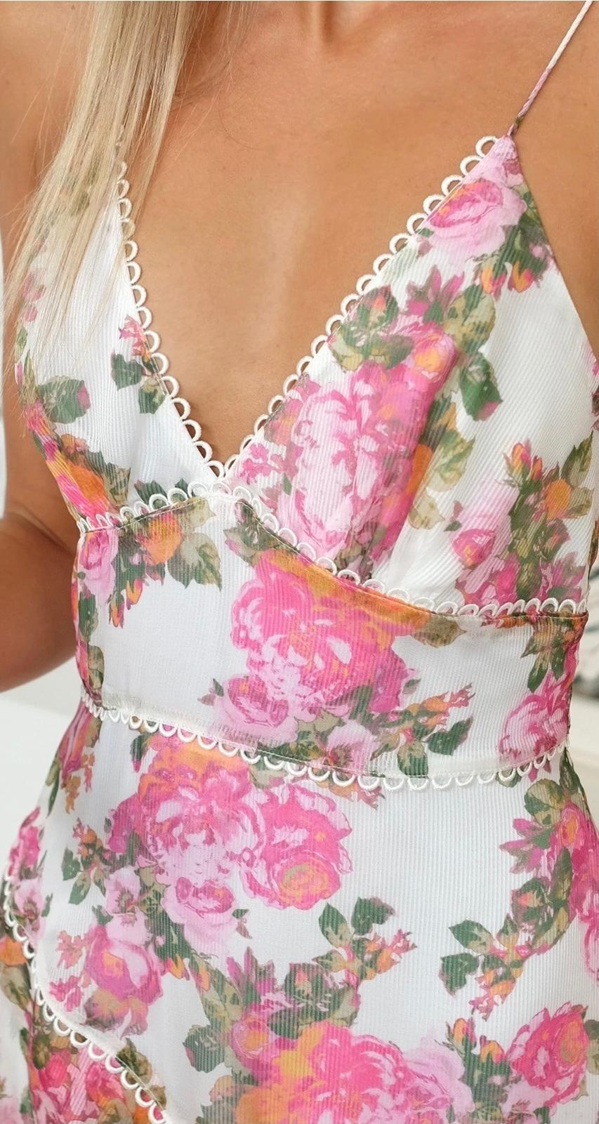 Keepsake The Label Oblivion Midi Dress Ivory Rose Floral Size Small/Au 8 photo 4