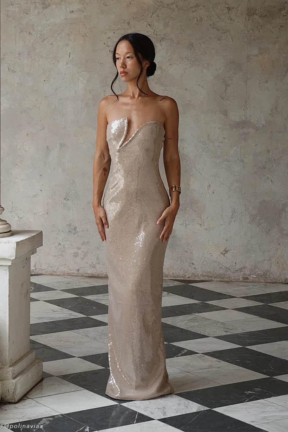 Winston Strapless Sequin Maxi Dress - Taupe photo 3