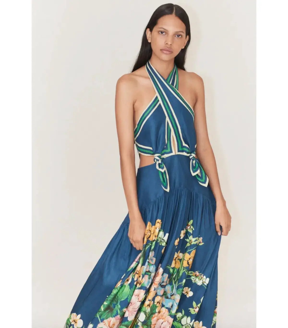 Alemais Lyla Halter Midi Dress Blue Size AU 12 photo 2