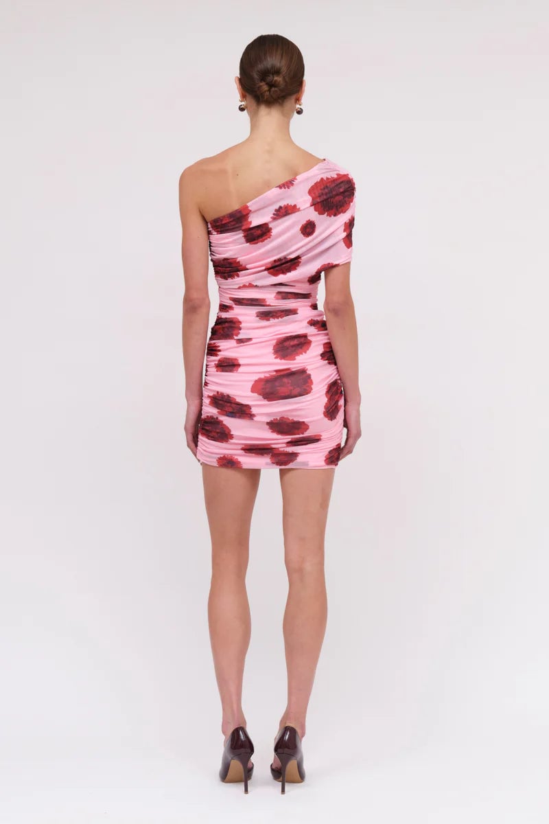 SUBOO LUCA MESH OFF SHOULDER MINI DRESS - PINK RED photo 3