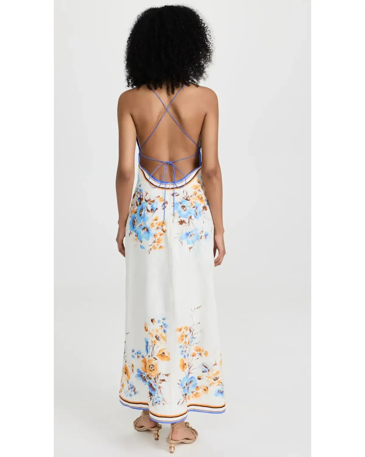 Zimmermann Halcyon Slip Dress Orange/Blue Floral Size 1 / AU 10 photo 3
