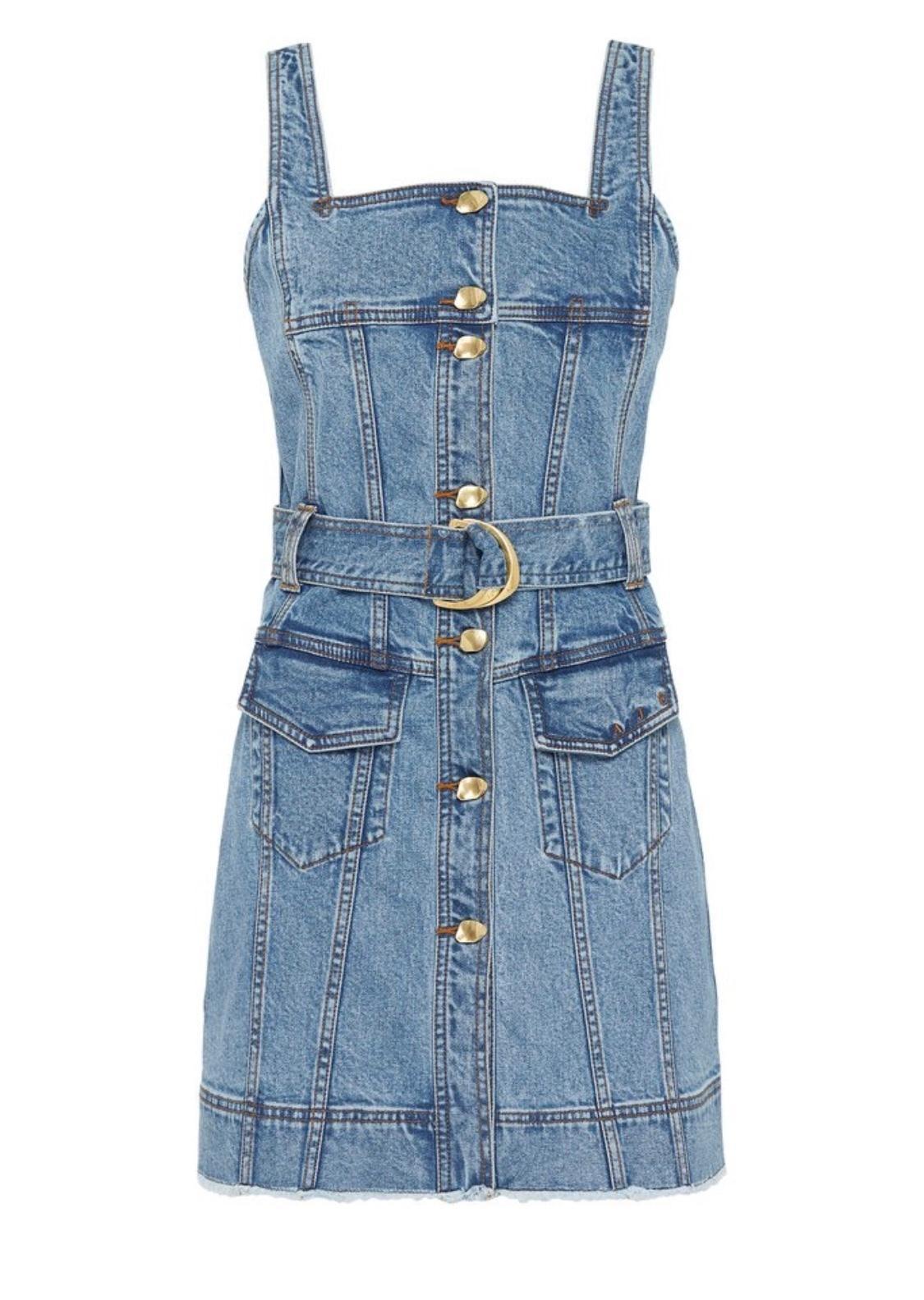 Aje Paperbark Denim Belted Mini Dress Blue Size 4 photo 6