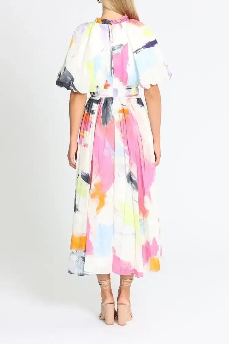 Aje Elysium Blouson Midi Dress Multi Size 8 photo 3