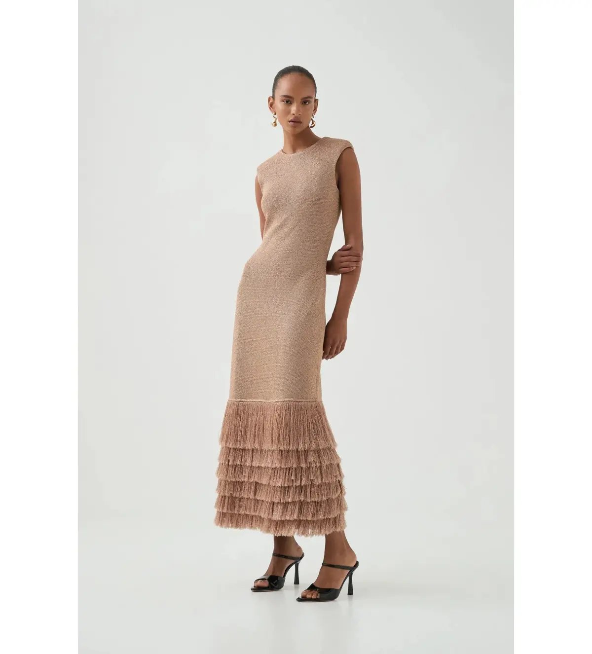 Aje Breeze Knit Midi Dress Rose Gold Size AU 8 photo 2
