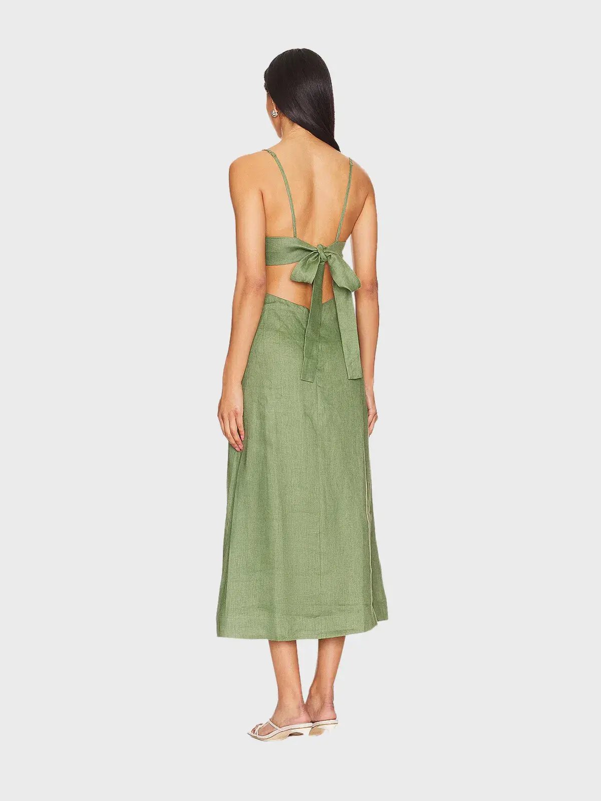 Faithfull the Brand Regina Midi Dress Sage Size 8 photo 2
