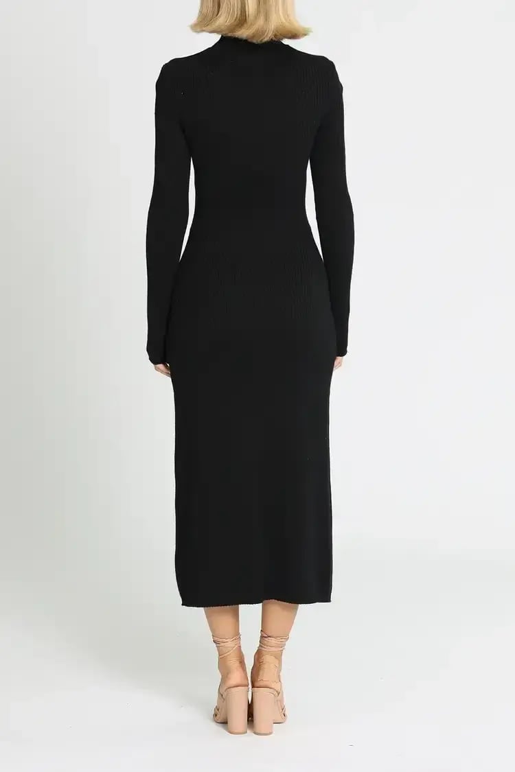 Camilla and Marc Gray Rib Knit Midi Dress in Black Size 8 photo 3
