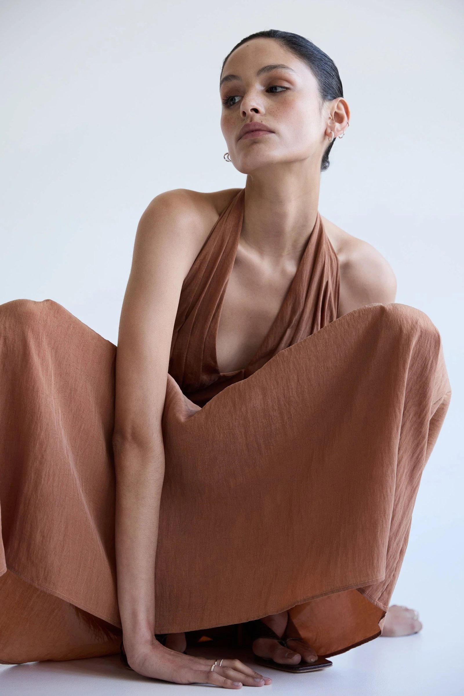 THIRD FORM ECLIPSE HALTER DRESS - RUST photo 7
