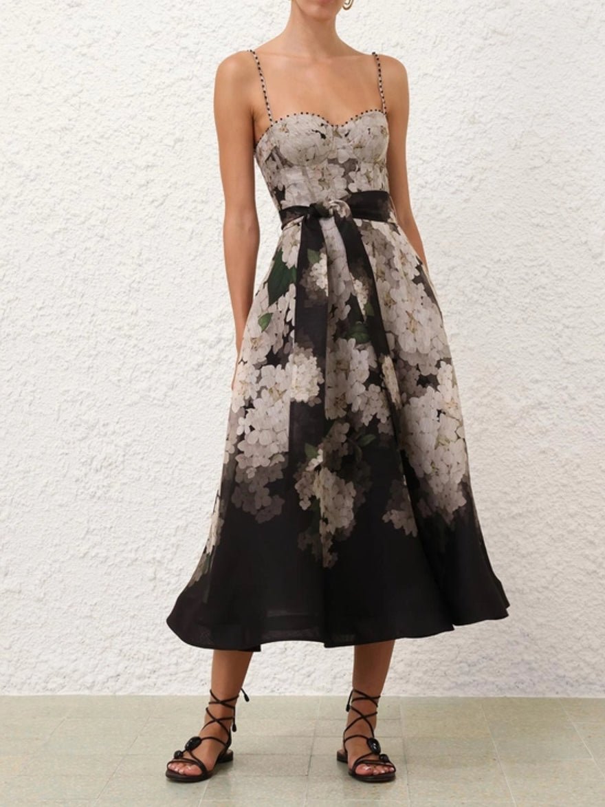 Zimmermann Balance Picnic Dress In Black Hydrangea photo 2