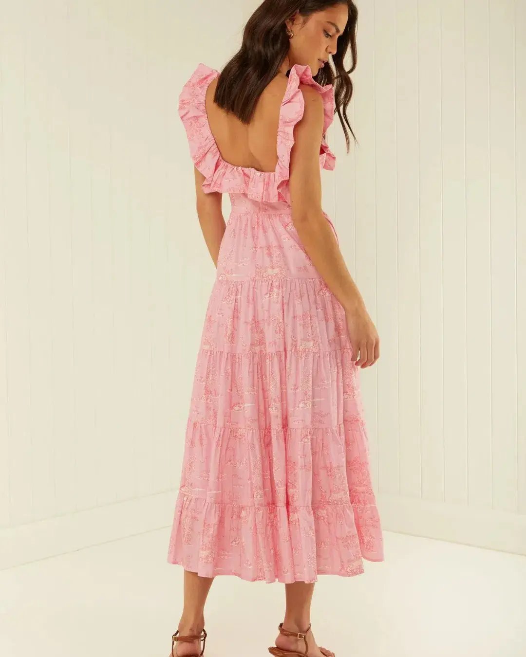 Palm Noosa Leon Midi Dress in Pink Province Size 6 photo 2