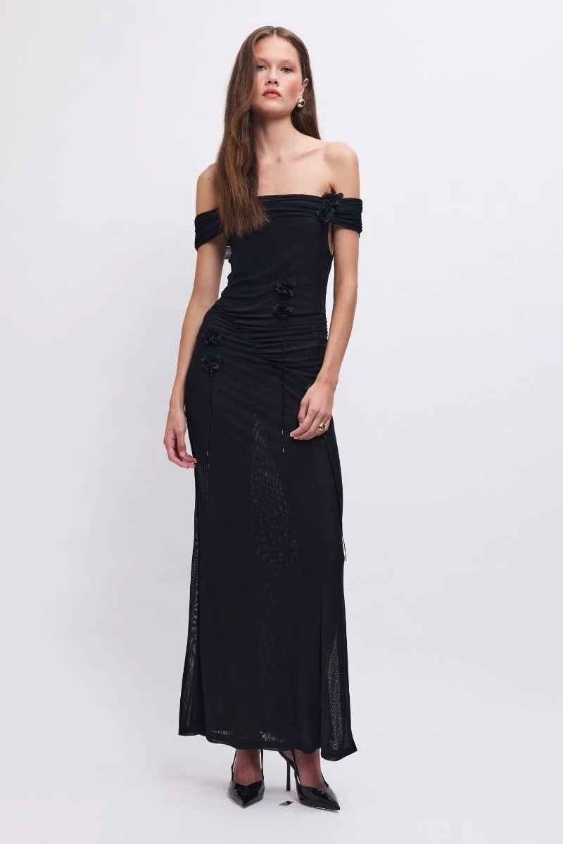 Suboo Sal Mesh Embellished Midi Dress - Black photo 2
