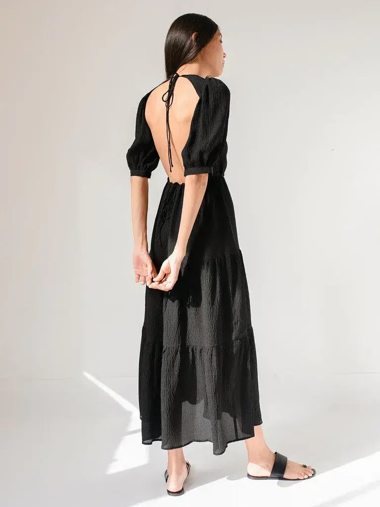 Sir The Label Indre Open Back Midi Dress Puff Sleeves Black Size 2 / Au 10 photo 3