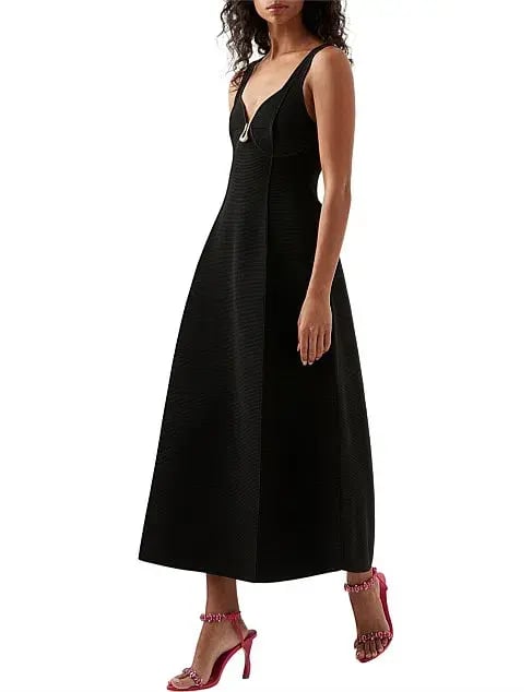 Aje Sylvette Knit Midi Dress Black Size AU 10 photo 2