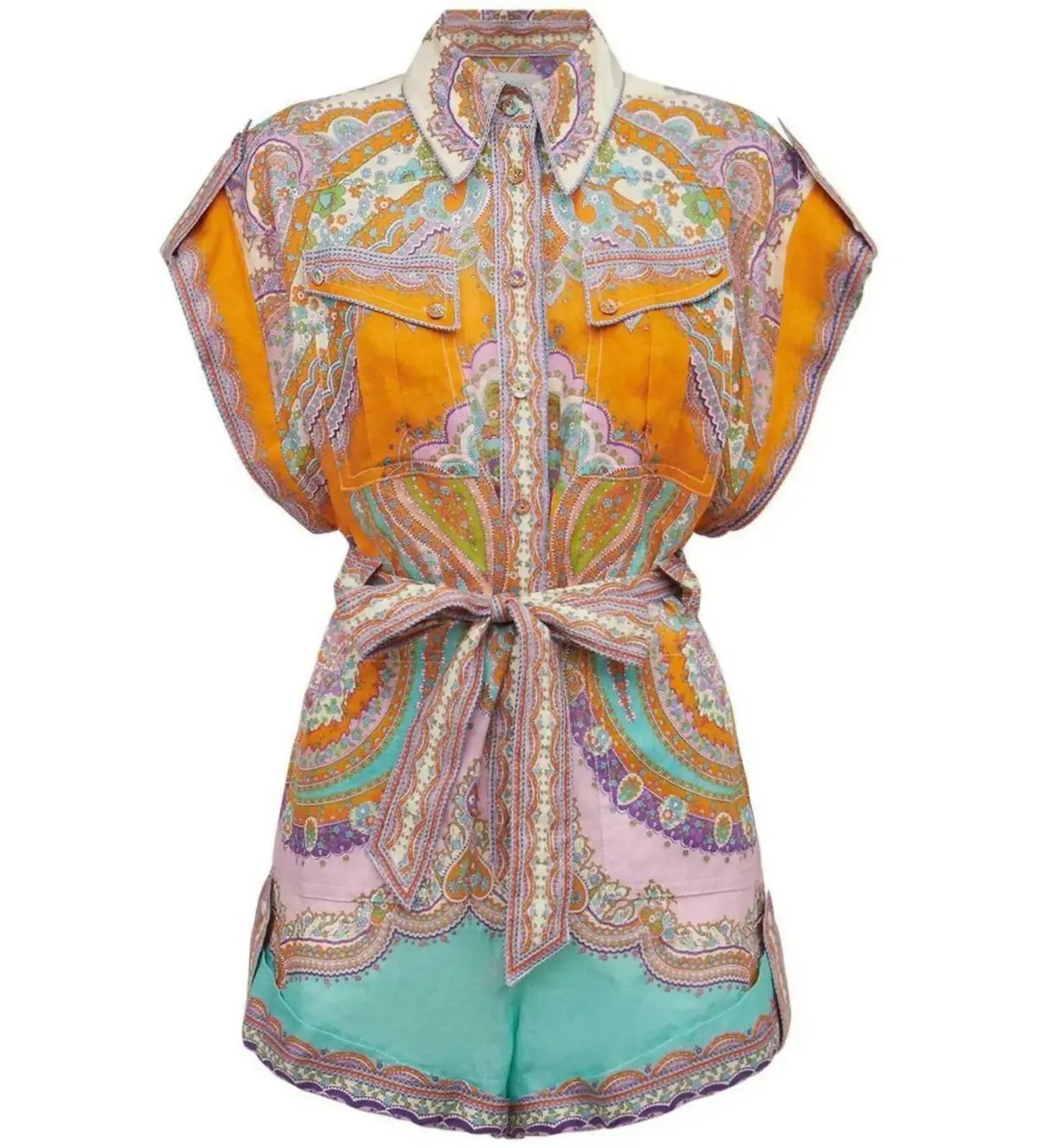 Zimmermann Lola Cuffed Playsuit Daisy Paisley Size 1 AU 10 photo 5