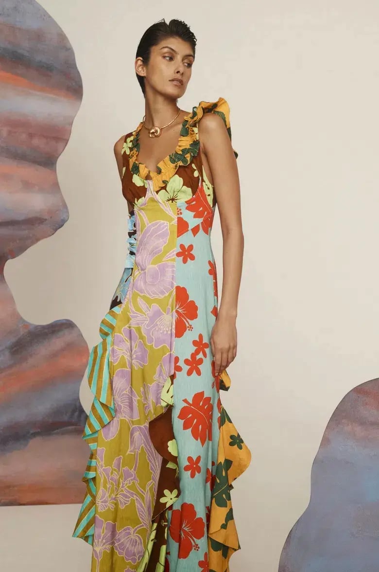 Alemais Poppy Spliced Midi Dress Multi Size 16 photo 2