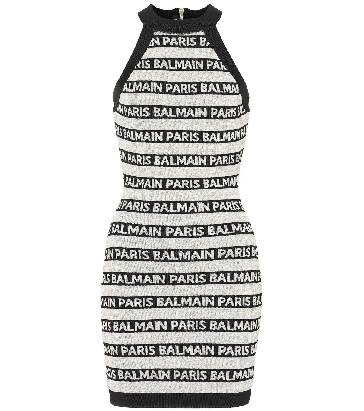 Balmain Logo Intarsia Knitted Mini Dress in Black/White Size 8 photo 3