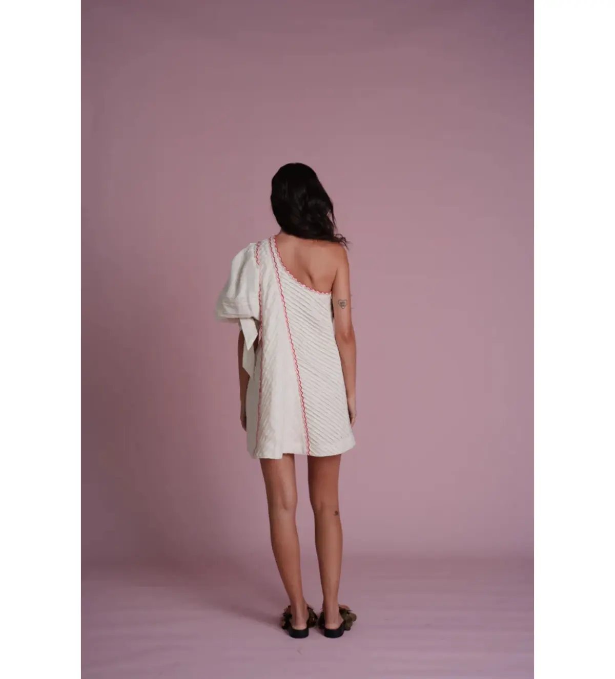 Toscani Odet Cherie Scallop Mini Dress in Crème Size AU 8 photo 4