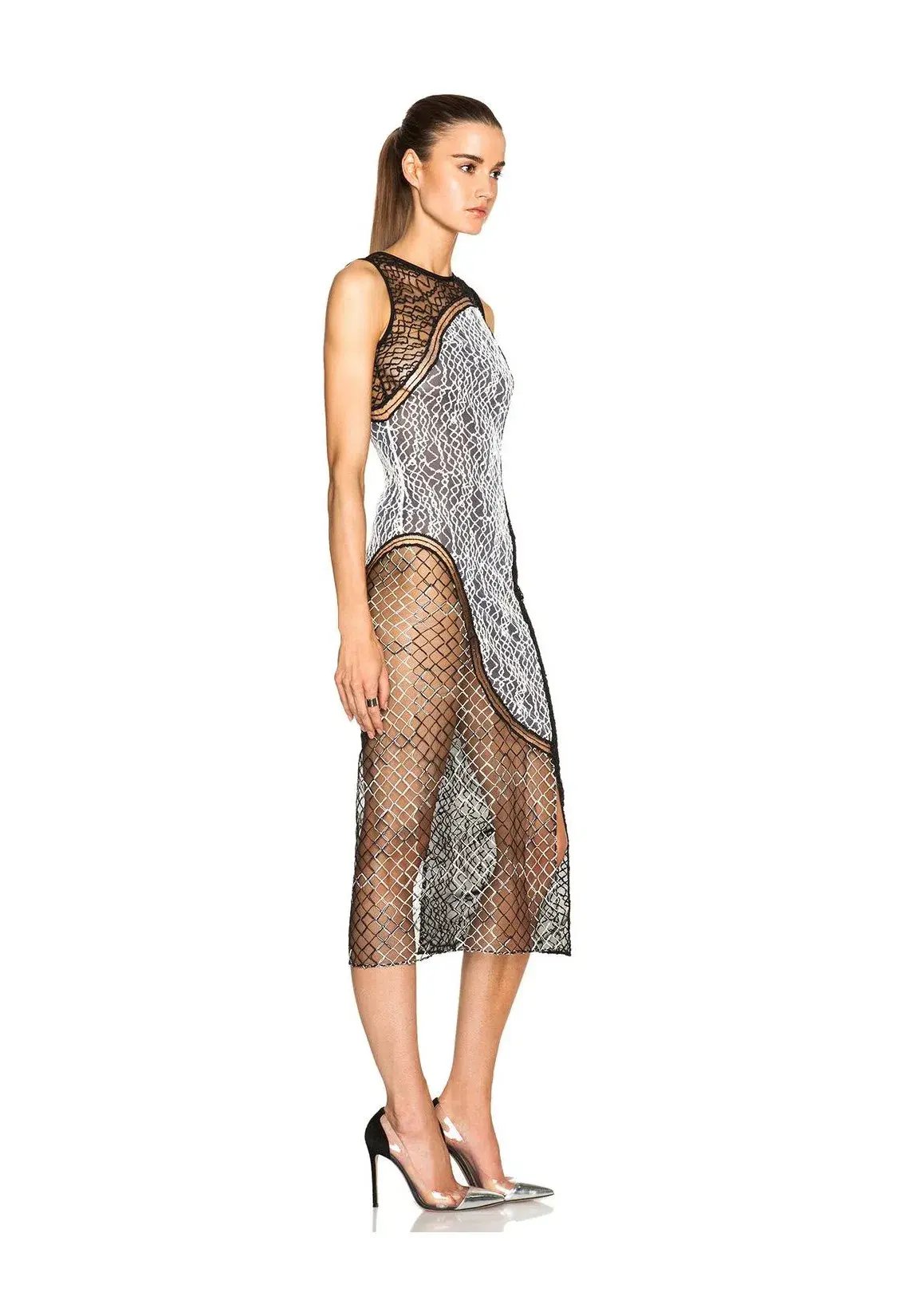 Jonathan Simkhai Wire Lace Curve Dress Black Combo Size 8 photo 2