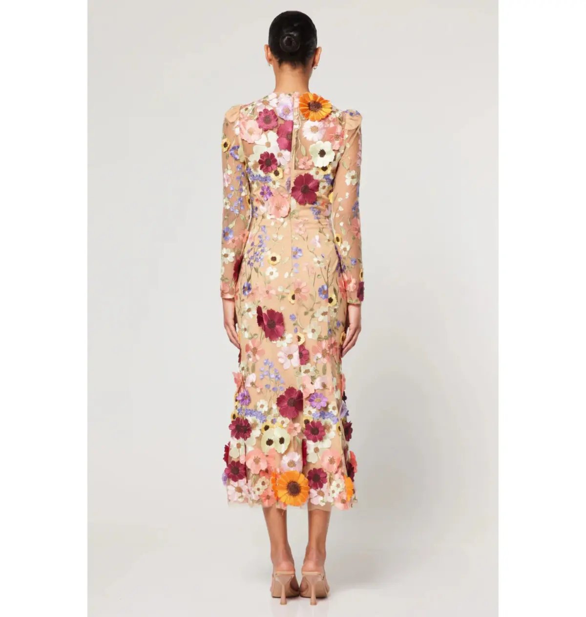 FREE SHIPPING! Elliatt Shannon Shannon 3D Midi Dress Floral Appliqué Size 8 photo 2