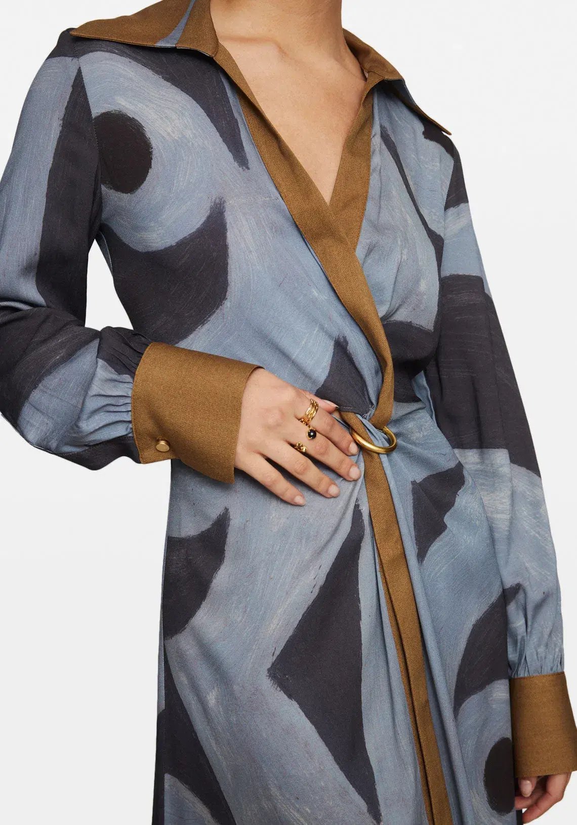 Manning Cartell Tiger Long Sleeve Silk Dress Print Size 6 photo 4