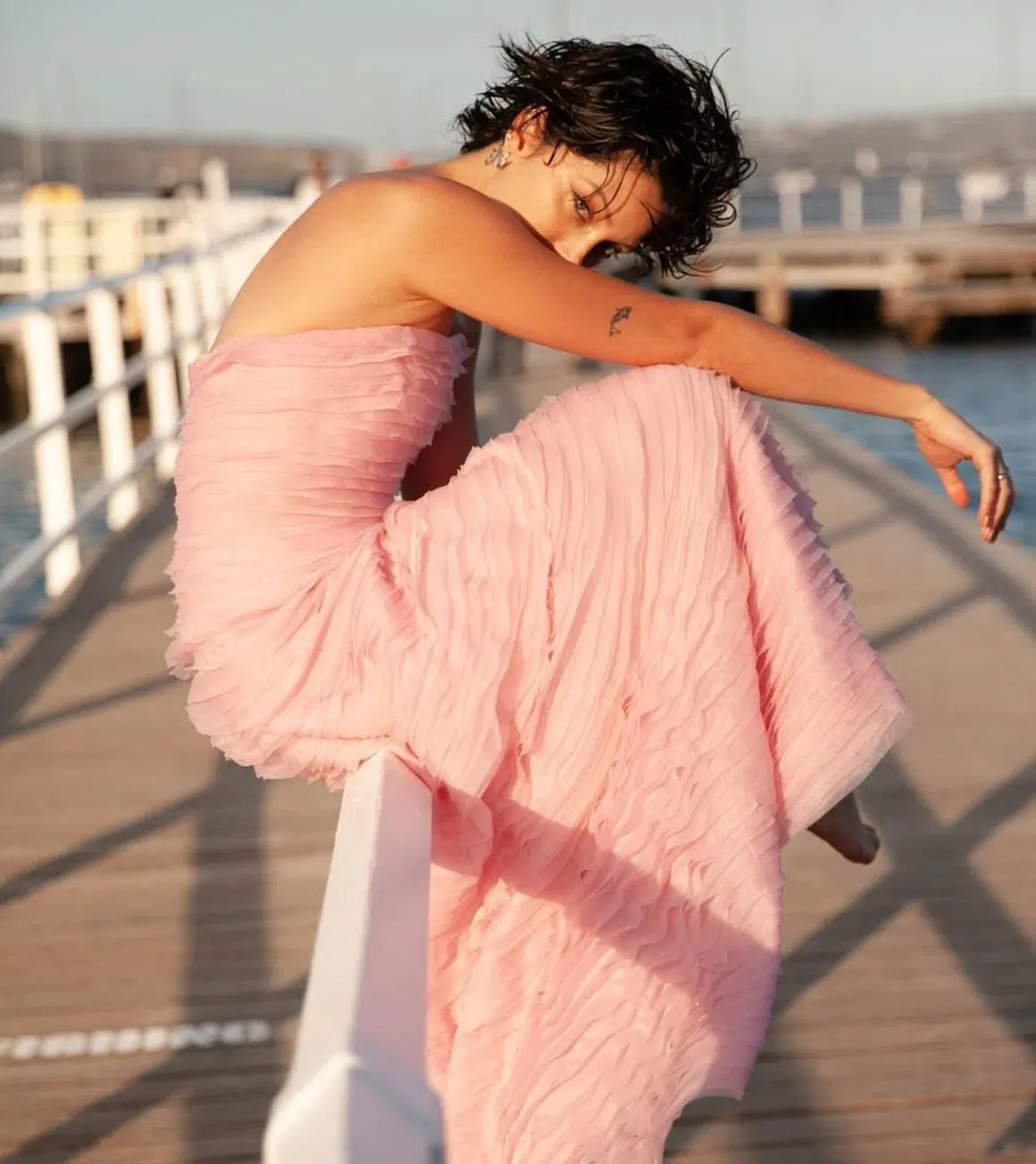 Aje Soundscape Maxi Dress in Chalk Pink Size 10 photo 3
