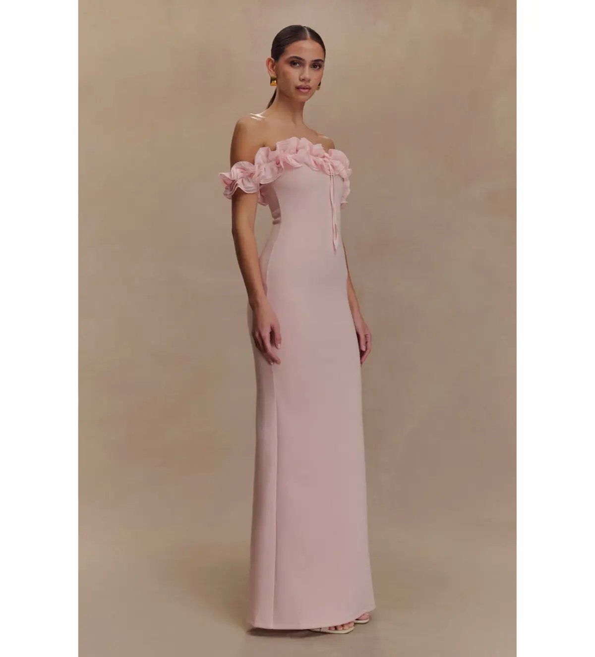Meshki Nova Ruffle Off Shoulder Maxi Dress Ballet Pink Size 10 photo 2