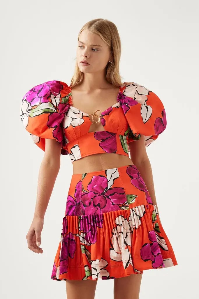 Aje Niki Vivid Camellia Pleated Mini Skirt Floral Size S / AU 8 photo 2