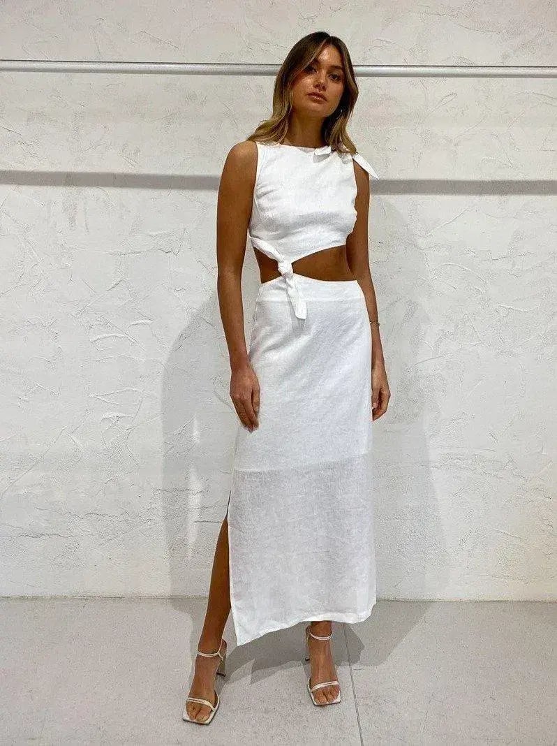 Sir the Label Ambroise Knot Midi Dress in White Size 6 photo 4