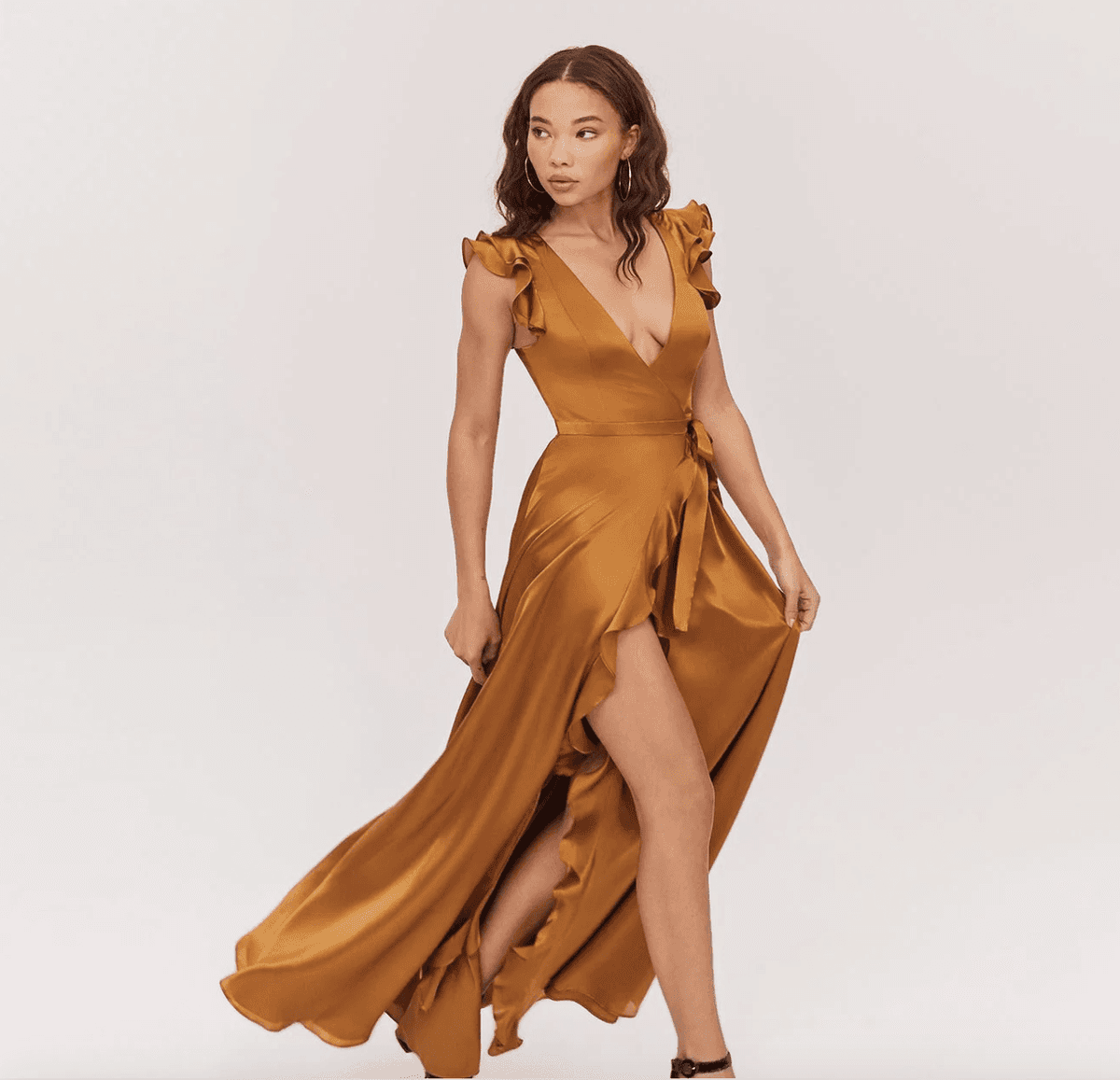 Fame & Partners Silk Wrap Dress in Rust Size 6 photo 3