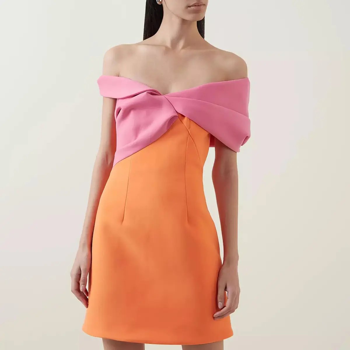 Rachel Gilbert Matteo Off Shoulder Mini Dress Orange/Pink Size 1 / AU 8 photo 2