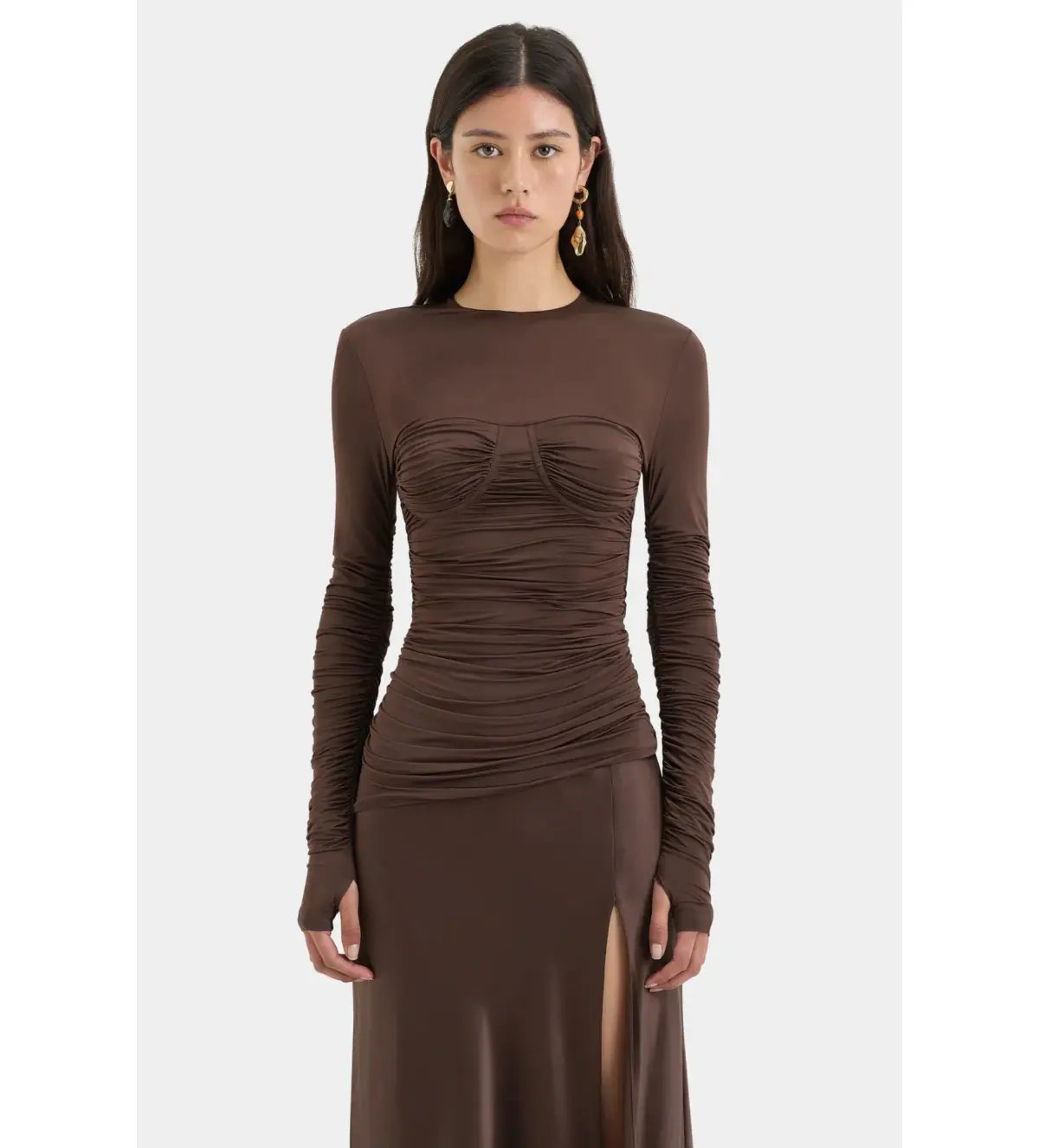 Sir the Label Alessia Draped Gown in Chocolate Size 10 photo 4