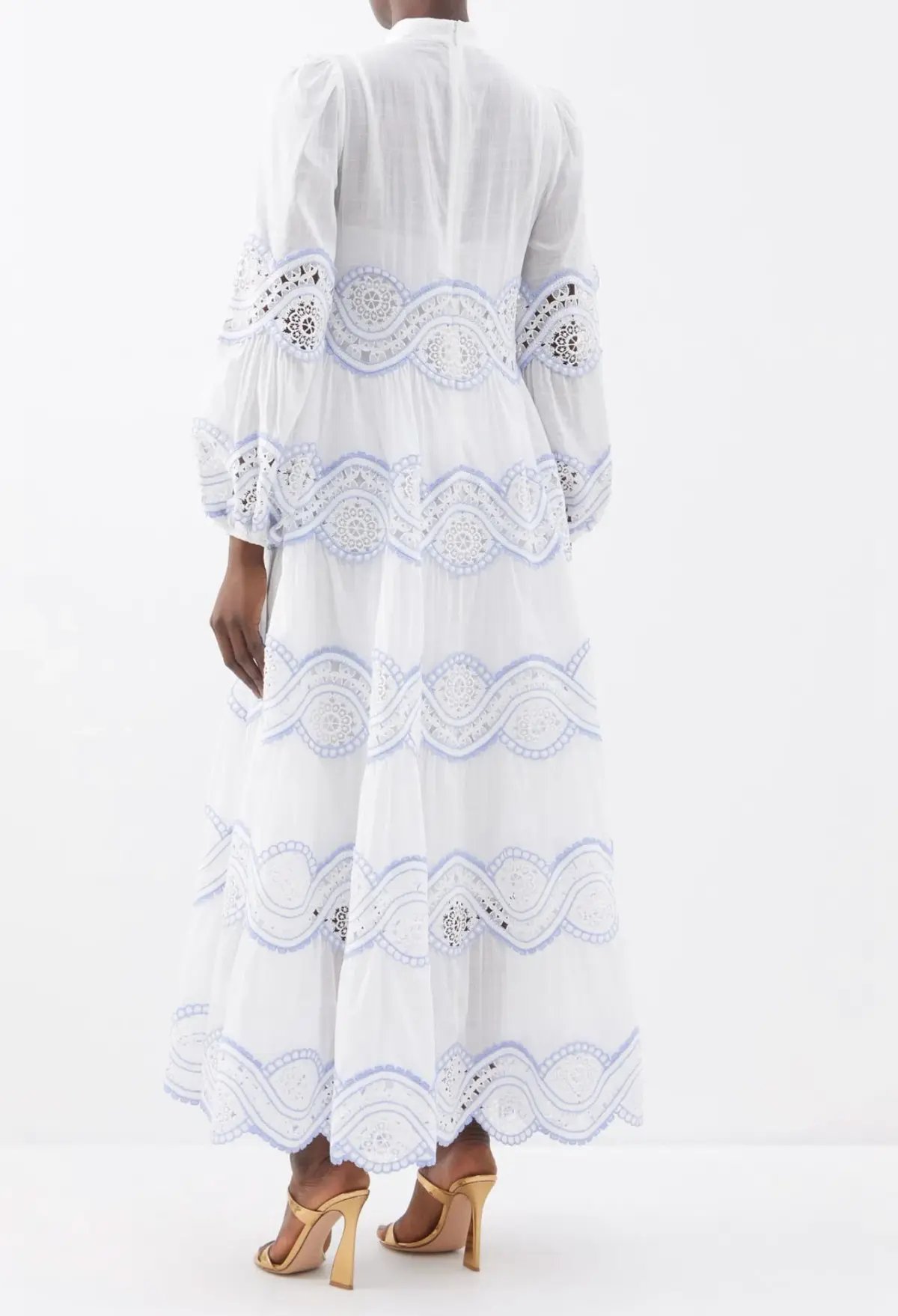Zimmermann Cira Tiered Trimmed Dress White Size AU 16 photo 6