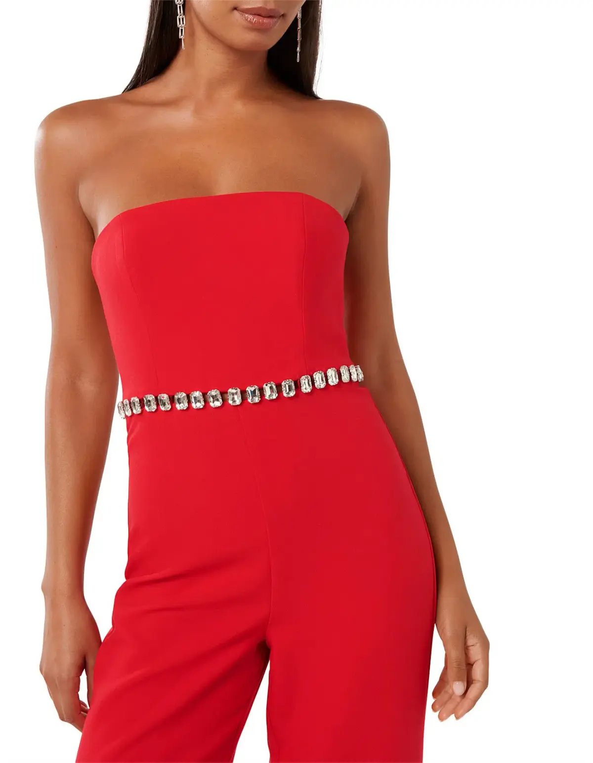 Forever New Ari Embellished Jumpsuit in Red Size 10/M photo 4
