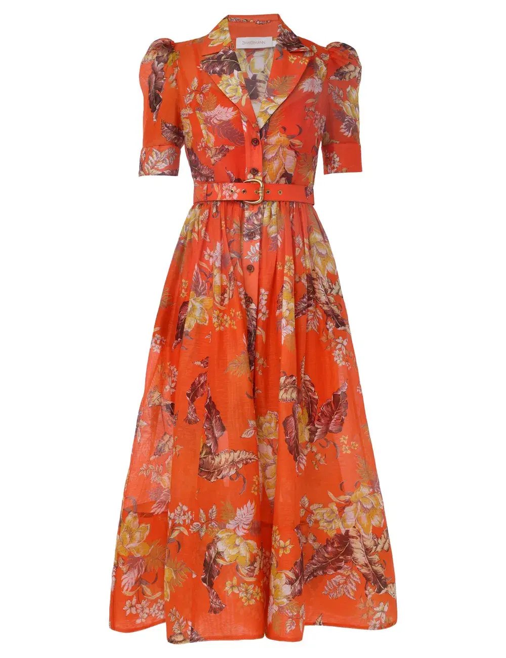 Zimmermann Matchmaker Midi Shirt Dress Red Tropical Floral Size 2 / AU 12 photo 3