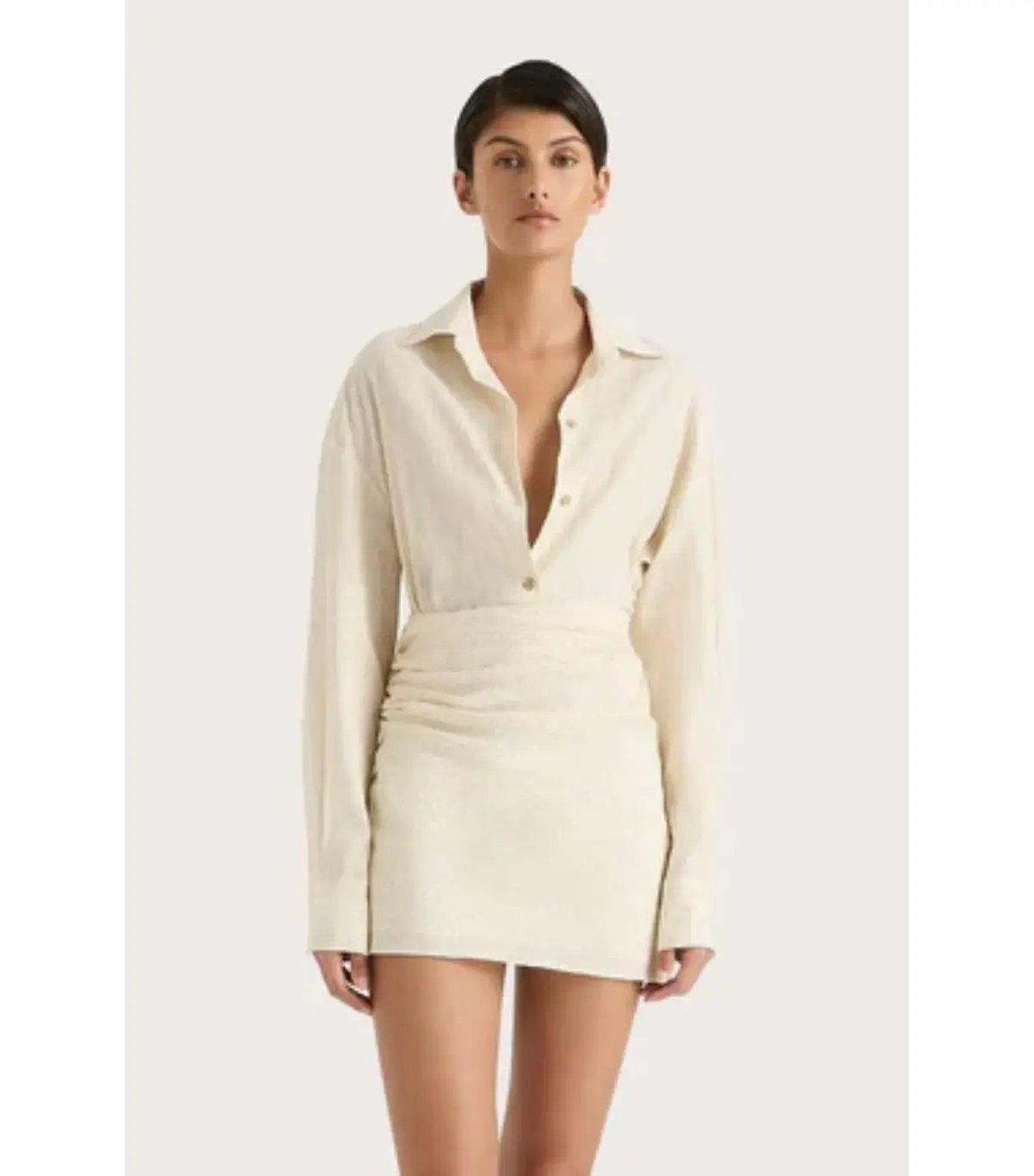 Faithfull Laria Pinstripe Mini Dress Neutral Size XS / AU 6 photo 2