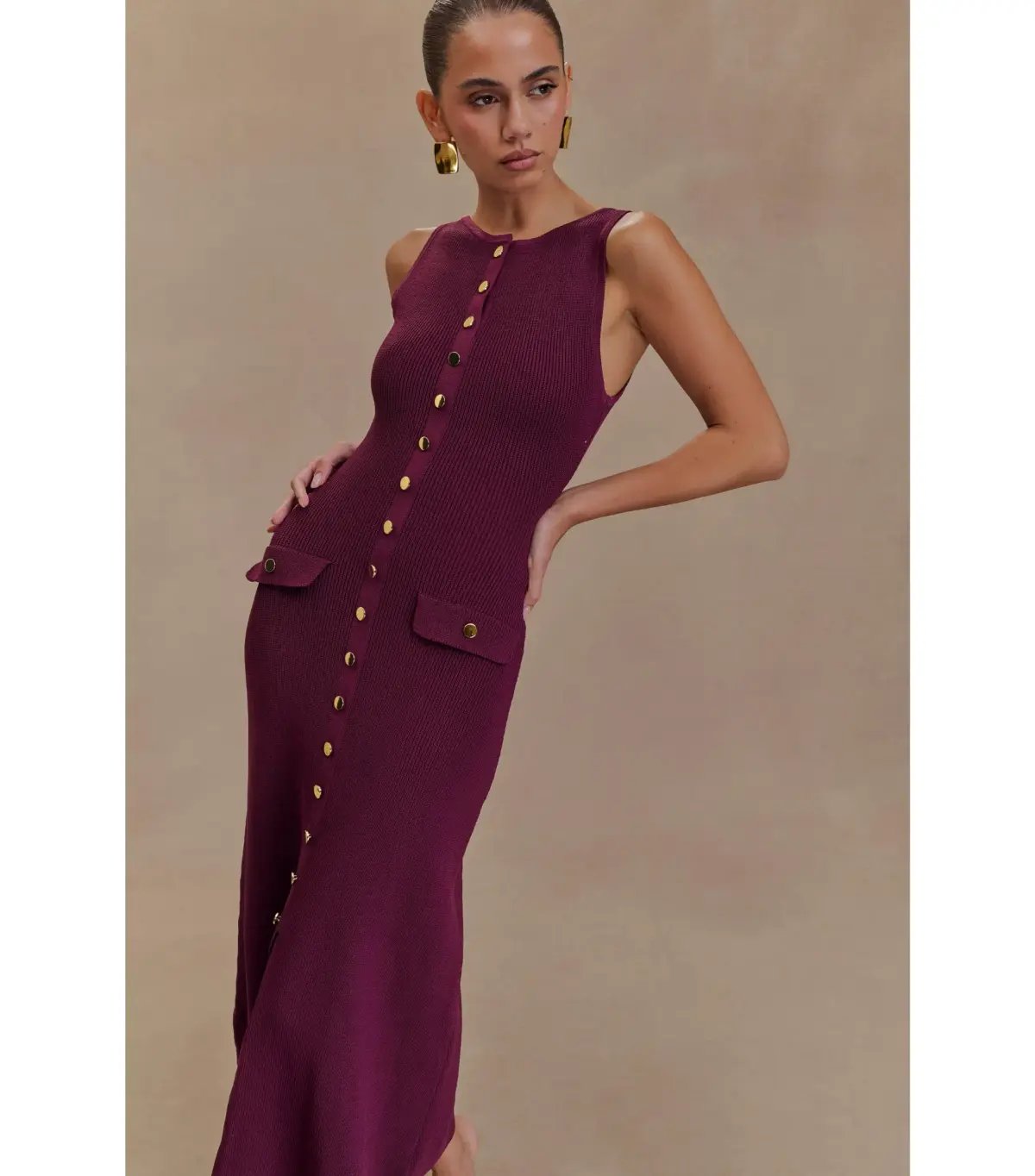 Meshki Sawyer Sleeveless Buttoned Maxi Dress Plum Size XXS / AU 4 photo 2