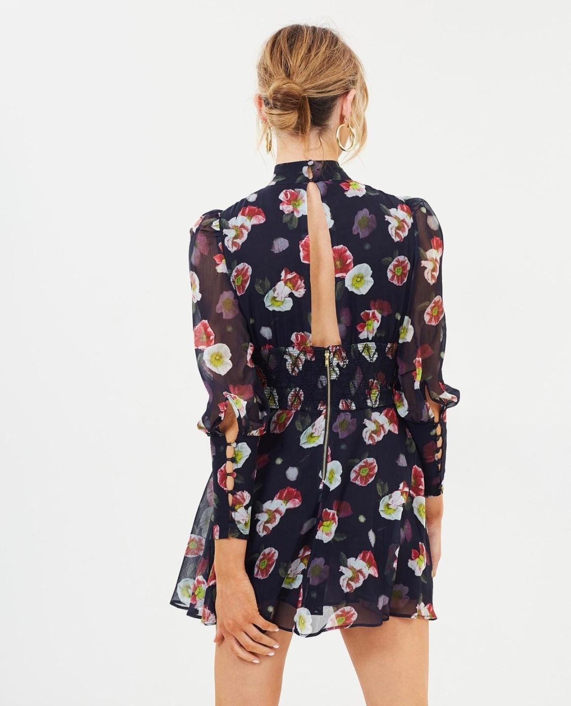 Misha Floral Mini Dress Black Size 8 photo 3