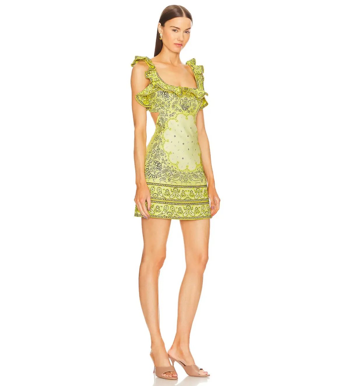 Zimmermann Matchmaker Frilled Mini Dress Yellow Bandana Size 1 AU 10 photo 2